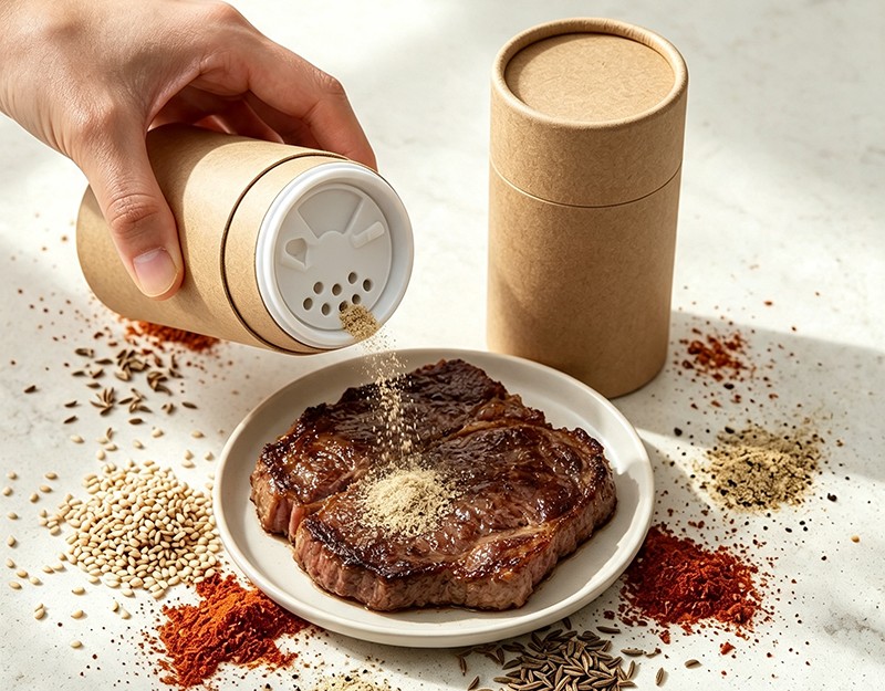 Custom Printed Paper Tube Shaker for Spices | Sustainable Spice Packaging Solution